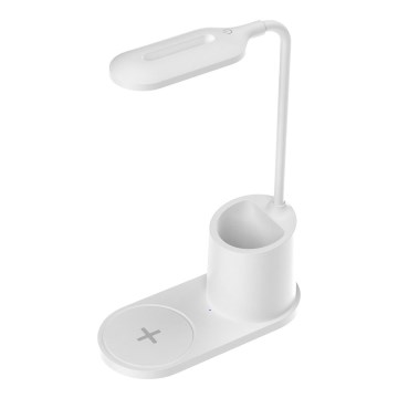 Candeeiro de mesa LED LED/3W/5V com carregamento sem fios branco