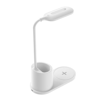 Candeeiro de mesa LED LED/3W/5V com carregamento sem fios branco