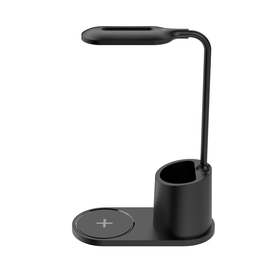 Candeeiro de mesa LED LED/3W/5V com carregamento sem fios preto
