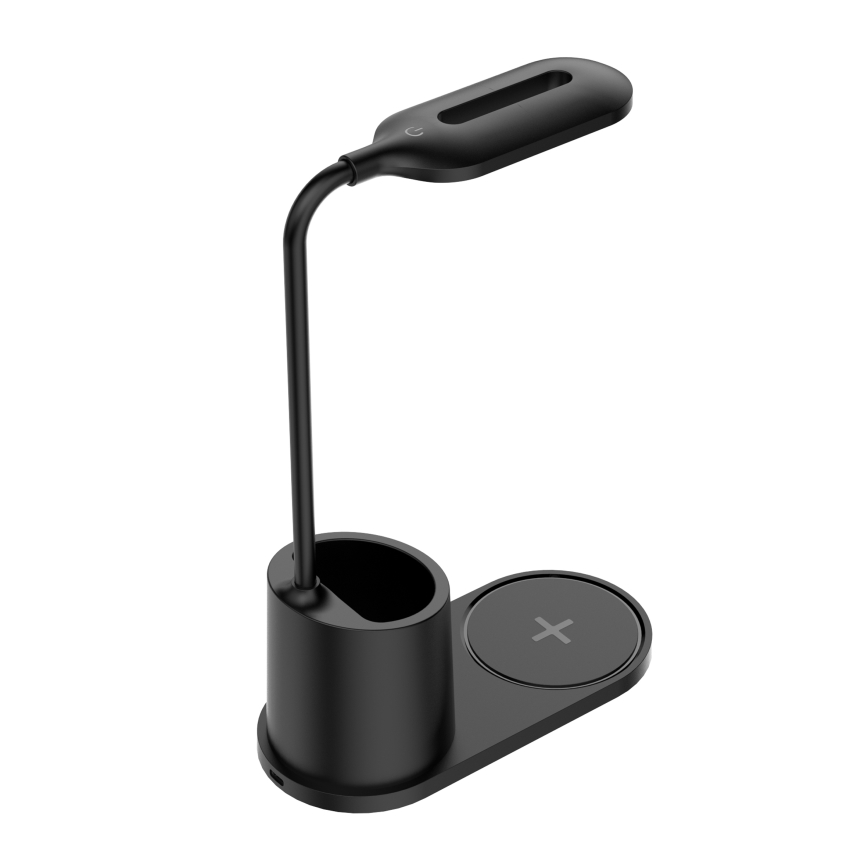 Candeeiro de mesa LED LED/3W/5V com carregamento sem fios preto