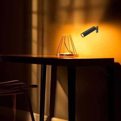 Candeeiro de mesa LED magnético, recarregável e regulável 3em1 LED/3W/5V 4000K 1500 mAh preto