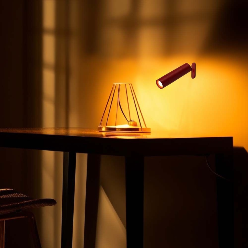 Candeeiro de mesa LED magnético, recarregável e regulável 3em1 LED/3W/5V 4000K 1500 mAh vermelho