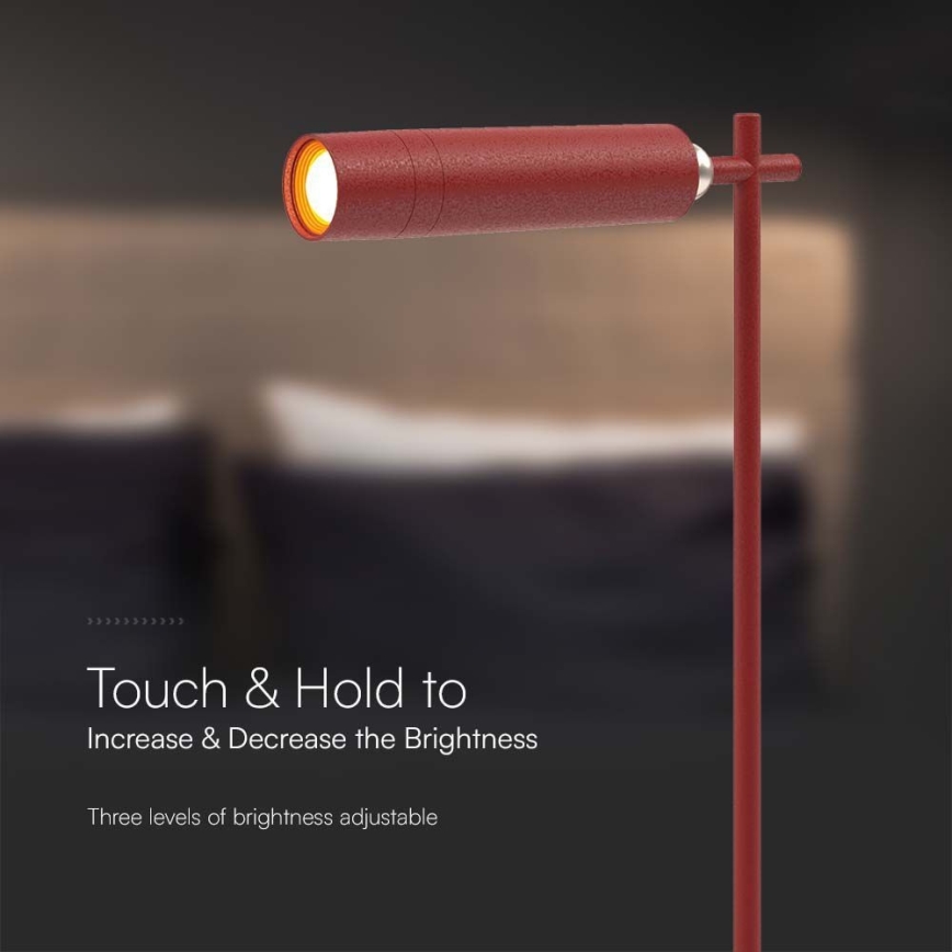 Candeeiro de mesa LED magnético, recarregável e regulável 3em1 LED/3W/5V 4000K 1500 mAh vermelho