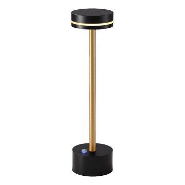 Candeeiro de mesa LED recarregável e regulável SAM LED/5W/5V 3600 mAh preto/dourado