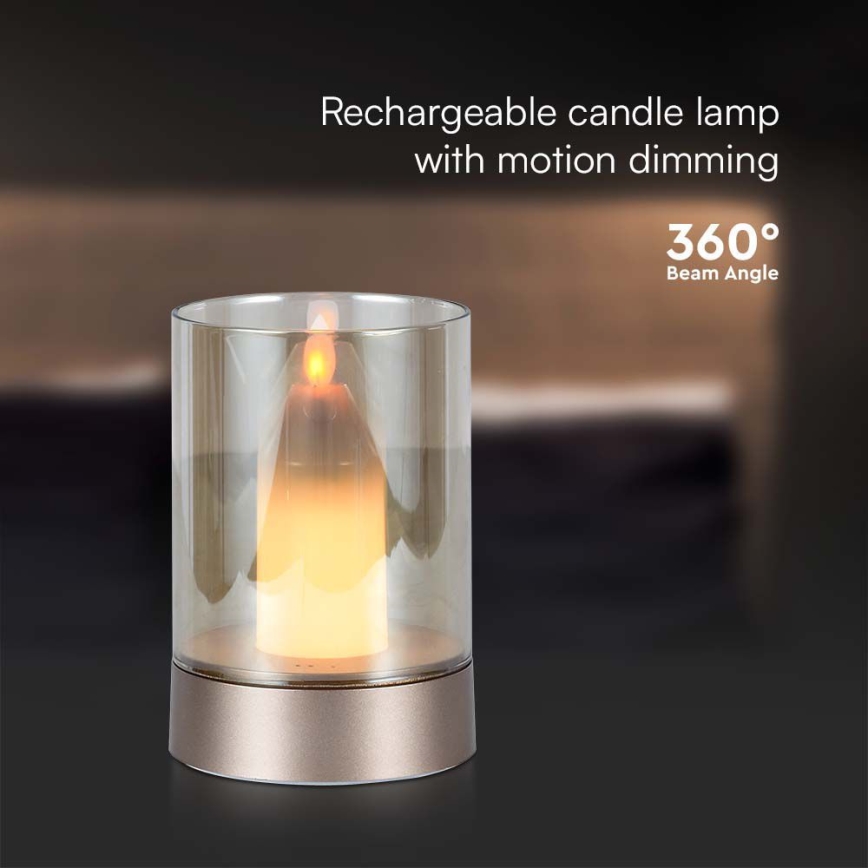 Candeeiro de mesa recarregável LED/2W/5V 3000K 2400 mAh cobre