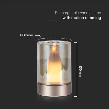 Candeeiro de mesa recarregável LED/2W/5V 3000K 2400 mAh cobre