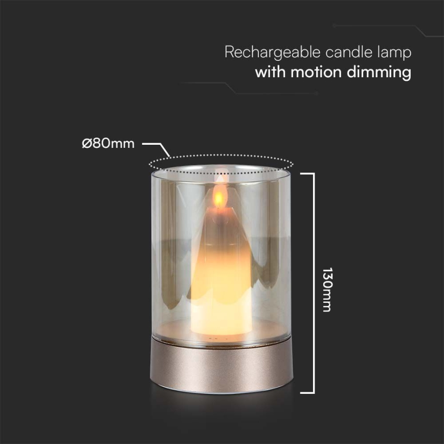 Candeeiro de mesa recarregável LED/2W/5V 3000K 2400 mAh cobre