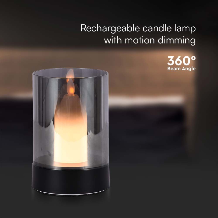 Candeeiro de mesa recarregável LED/2W/5V 3000K 2400 mAh preto