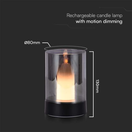 Candeeiro de mesa recarregável LED/2W/5V 3000K 2400 mAh preto