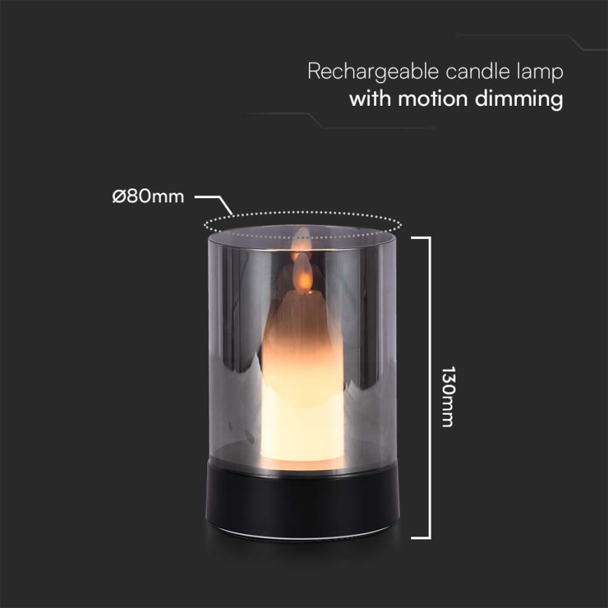 Candeeiro de mesa recarregável LED/2W/5V 3000K 2400 mAh preto