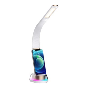 Candeeiro de mesa LED RGB com regulação e carregamento sem fios CORELLA LED/7W/12/230V branco