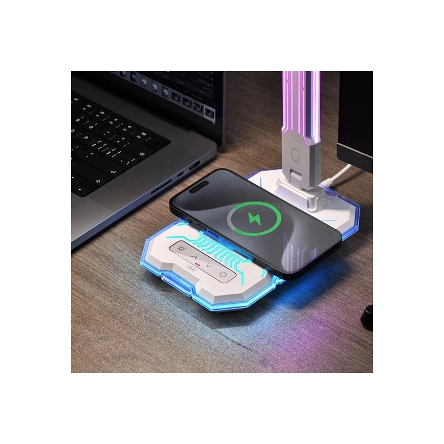 Candeeiro de mesa tácil LED RGB com regulação com carregamento sem fios LED/7,5W/5V 2700-5300K branco