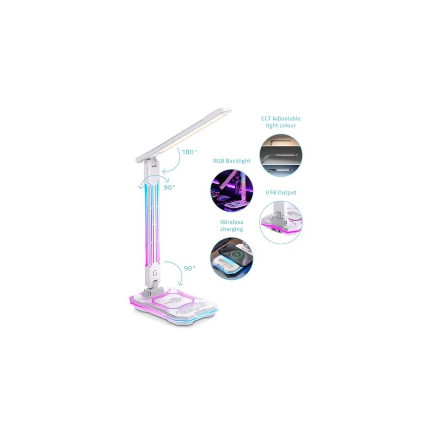 Candeeiro de mesa tácil LED RGB com regulação com carregamento sem fios LED/7,5W/5V 2700-5300K branco