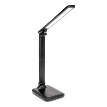 Candeeiro de mesa LED tátil com regulação e carregamento sem fios e Porta USB REMUS LED/5W/230V preto
