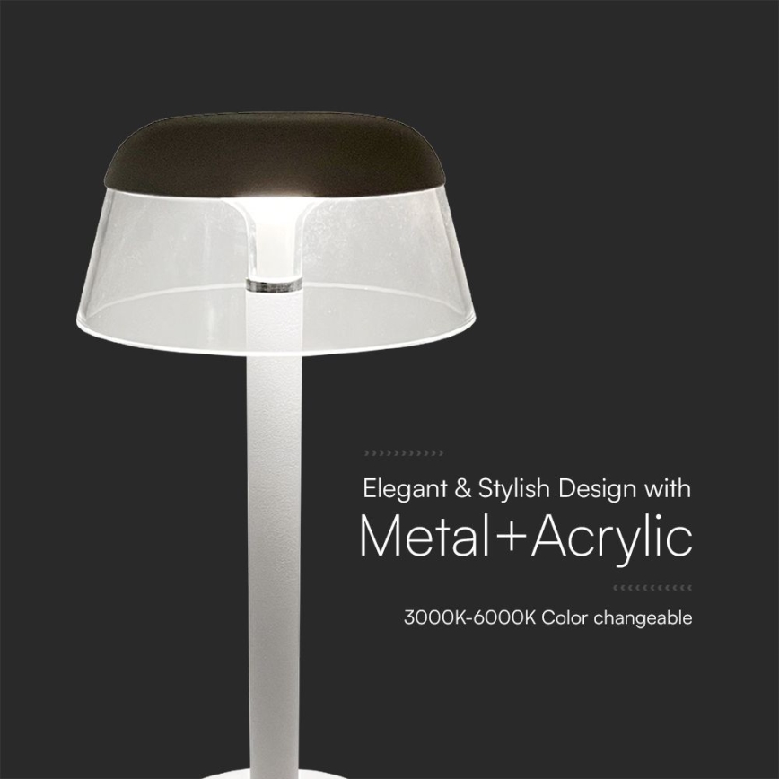 Candeeiro de mesa LED tátil com regulação LED/3W/5V 3000-6000K 1800 mAh branco