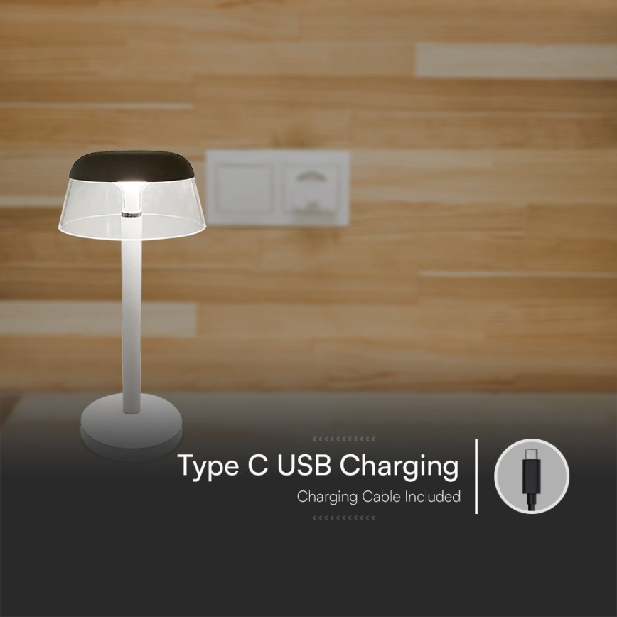 Candeeiro de mesa LED tátil com regulação LED/3W/5V 3000-6000K 1800 mAh branco
