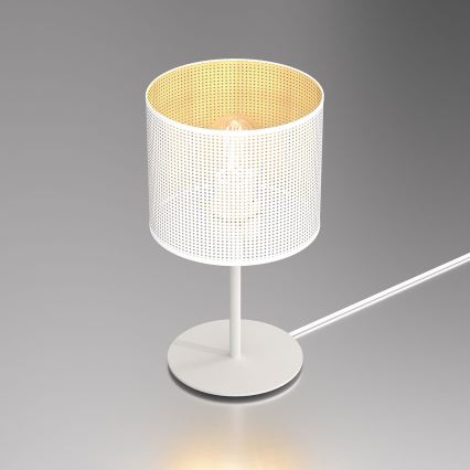 Candeeiro de mesa LOFT SHADE 1xE27/60W/230V diâmetro 18 cm branco/dourado