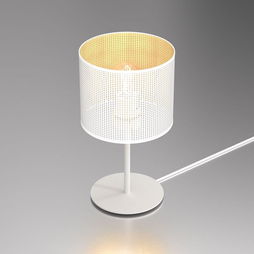 Candeeiro de mesa LOFT SHADE 1xE27/60W/230V diâmetro 18 cm branco/dourado