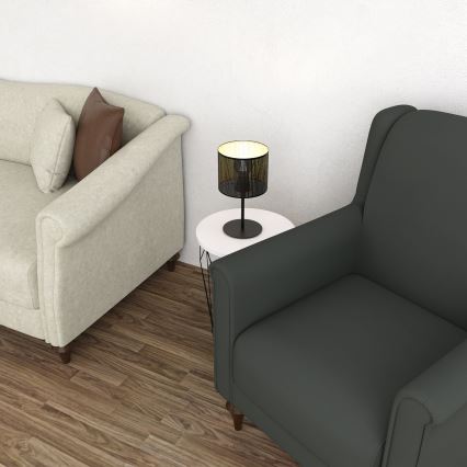 Candeeiro de mesa LOFT SHADE 1xE27/60W/230V diâmetro 18 cm preto/dourado