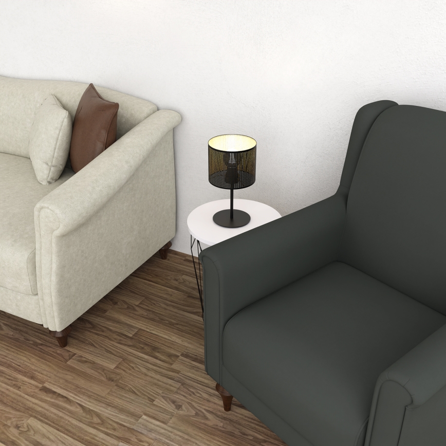 Candeeiro de mesa LOFT SHADE 1xE27/60W/230V diâmetro 18 cm preto/dourado