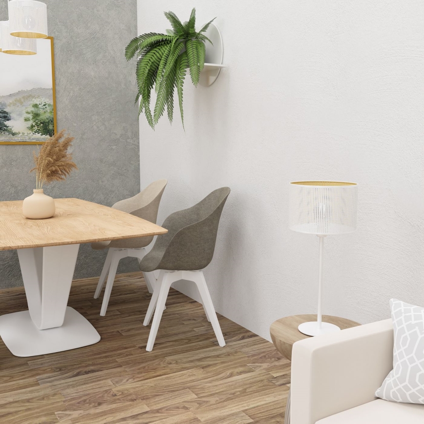 Candeeiro de mesa LOFT SHADE 1xE27/60W/230V diâmetro 25 cm branco/dourado
