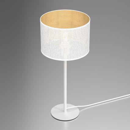 Candeeiro de mesa LOFT SHADE 1xE27/60W/230V diâmetro 25 cm branco/dourado