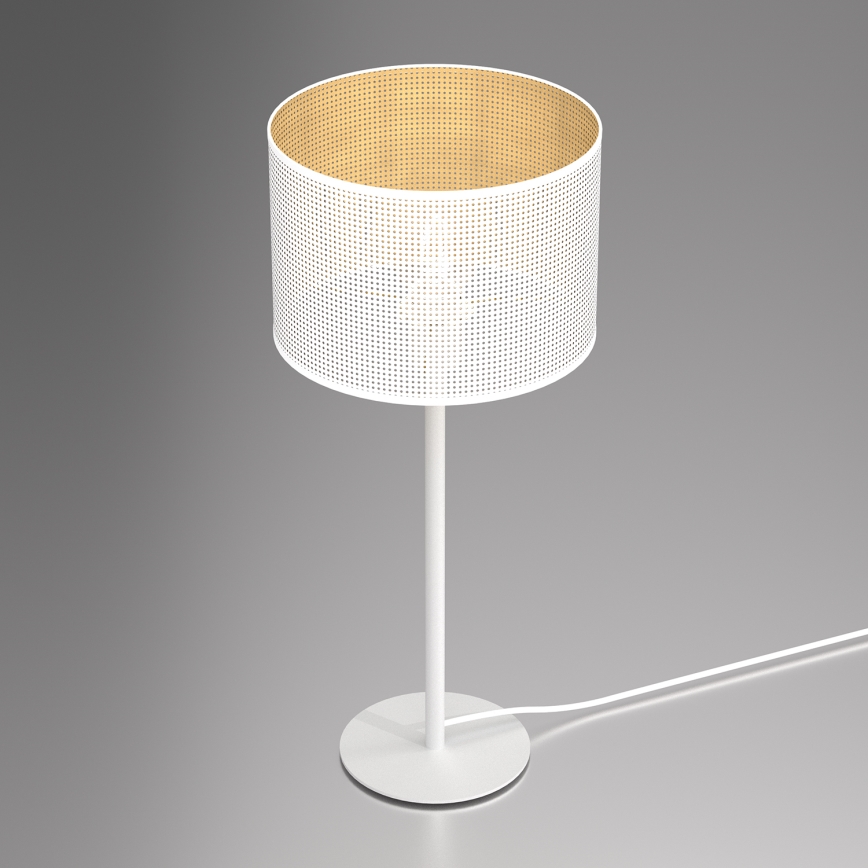 Candeeiro de mesa LOFT SHADE 1xE27/60W/230V diâmetro 25 cm branco/dourado
