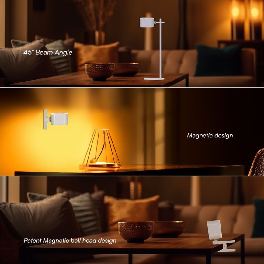 Candeeiro de mesa recarregável magnético regulável LED 4em1 LED/3W/5V 3000-6000K 1800 mAh branco