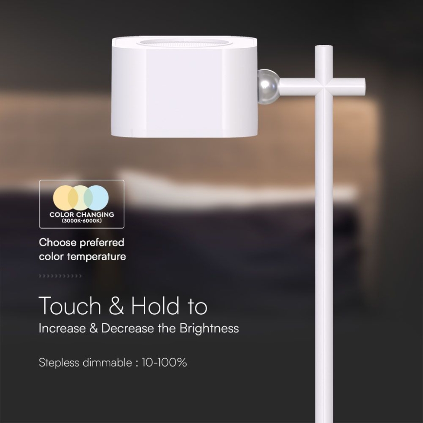 Candeeiro de mesa recarregável magnético regulável LED 4em1 LED/3W/5V 3000-6000K 1800 mAh branco