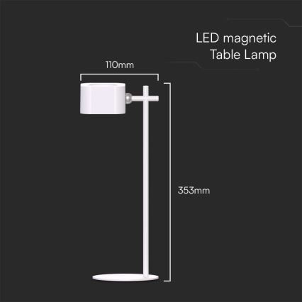 Candeeiro de mesa recarregável magnético regulável LED 4em1 LED/3W/5V 3000-6000K 1800 mAh branco