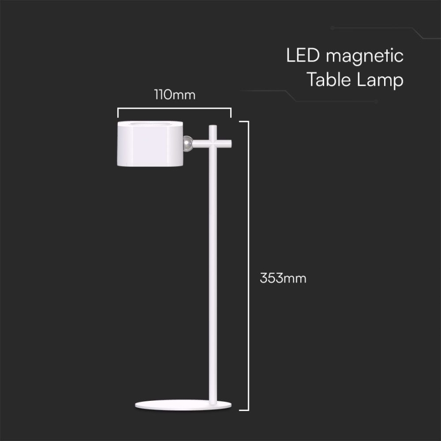 Candeeiro de mesa recarregável magnético regulável LED 4em1 LED/3W/5V 3000-6000K 1800 mAh branco