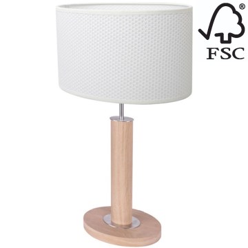 Candeeiro de mesa MERCEDES 1xE27/40W/230V 46 cm branco/carvalho – FSC certificado