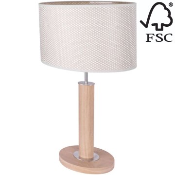 Candeeiro de mesa MERCEDES 1xE27/40W/230V 46 cm creme/carvalho – FSC certificado