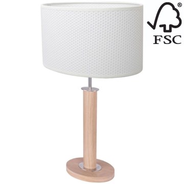 Candeeiro de mesa MERCEDES 1xE27/40W/230V 60 cm branco/carvalho – FSC certificado