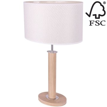 Candeeiro de mesa MERCEDES 1xE27/40W/230V 60 cm creme/carvalho – FSC certificado