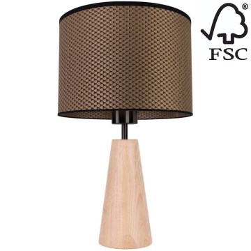Candeeiro de mesa MERCEDES 1xE27/40W/230V diâmetro 43 cm castanho/carvalho – FSC certificado