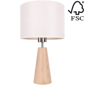 Candeeiro de mesa MERCEDES 1xE27/40W/230V diâmetro 43 cm creme/carvalho – FSC certificado