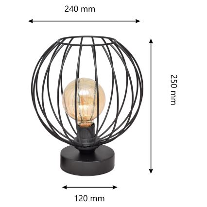 Candeeiro de mesa MERCURE 1xE27/15W/230V preto