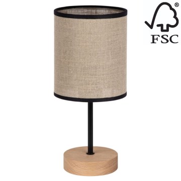 Candeeiro de mesa NEGRO 1xE27/25W/230V carvalho - certificado por FSC