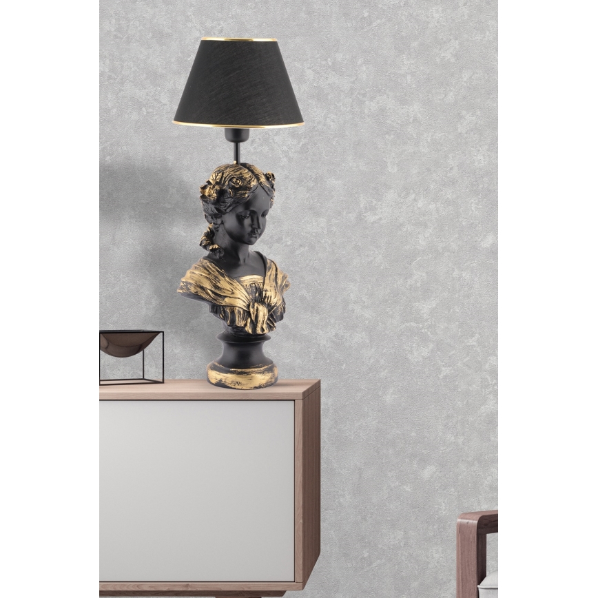 Candeeiro de mesa OPELYA 1xE27/40W/230V preto/dourado