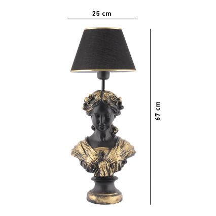 Candeeiro de mesa OPELYA 1xE27/40W/230V preto/dourado