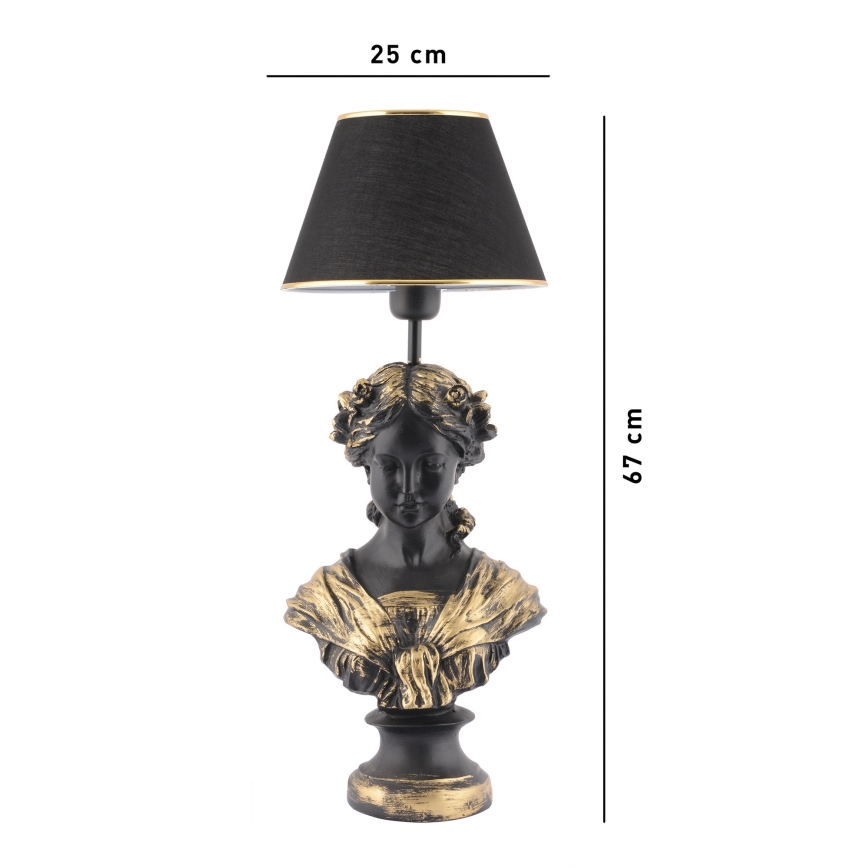 Candeeiro de mesa OPELYA 1xE27/40W/230V preto/dourado
