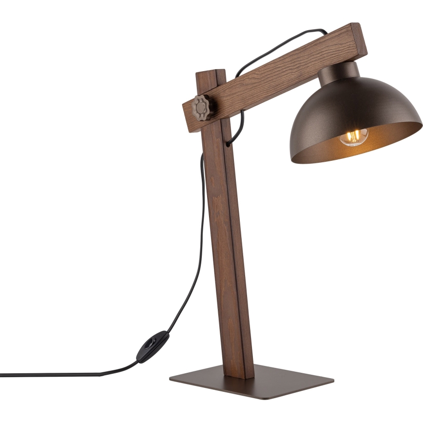 Candeeiro de mesa OSLO 1xE27/15W/230V nogueira/castanho
