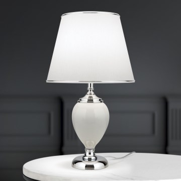 Candeeiro de mesa OVUM 1xE27/40W/230V 48 cm cerâmica branco/cromado brilhante