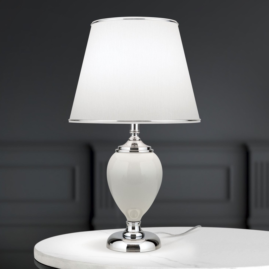 Candeeiro de mesa OVUM 1xE27/40W/230V 48 cm cerâmica branco/cromado brilhante
