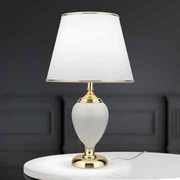 Candeeiro de mesa OVUM 1xE27/40W/230V 48 cm cerâmica branco/dourado