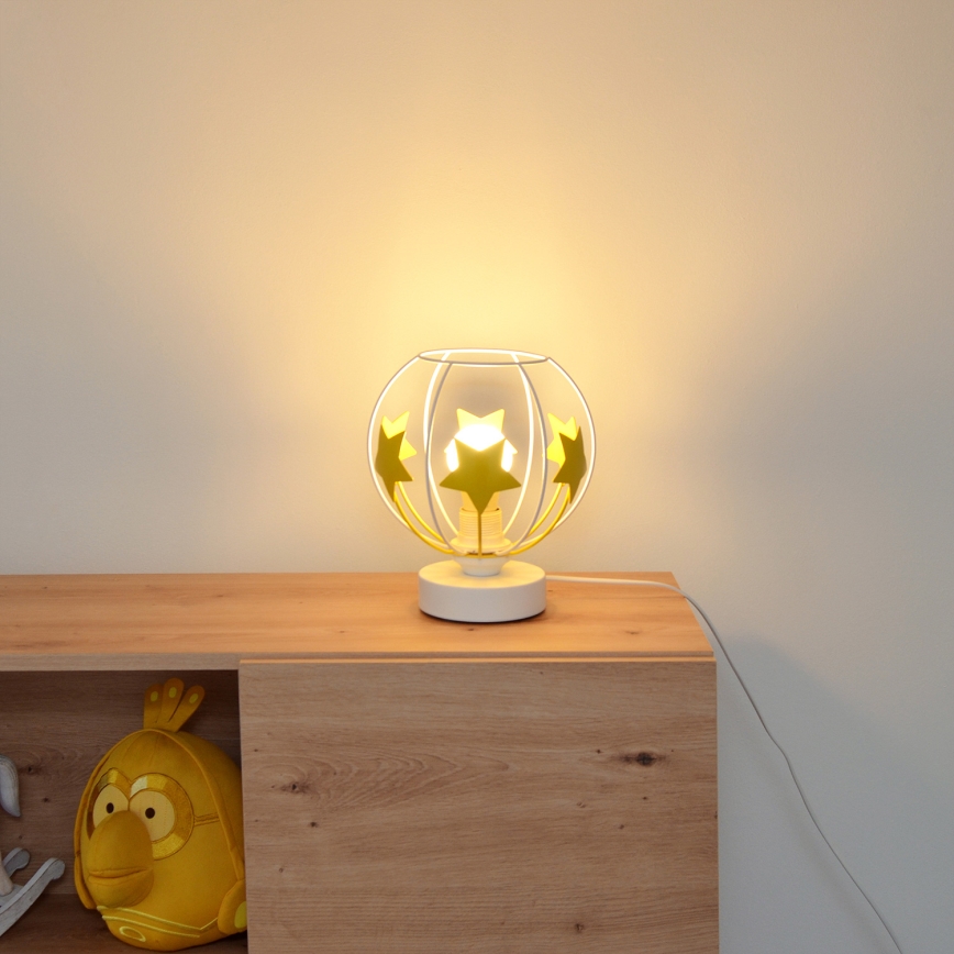 Candeeiro de mesa para crianças STARS 1xE27/15W/230V amarelo/branco