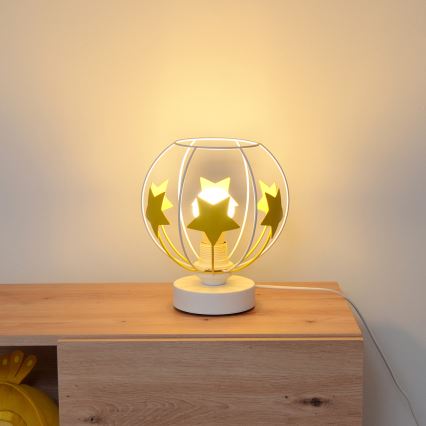 Candeeiro de mesa para crianças STARS 1xE27/15W/230V amarelo/branco