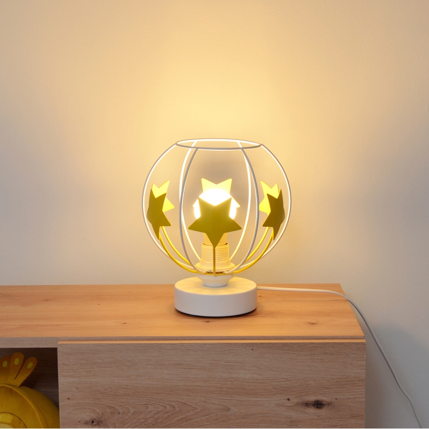 Candeeiro de mesa para crianças STARS 1xE27/15W/230V amarelo/branco