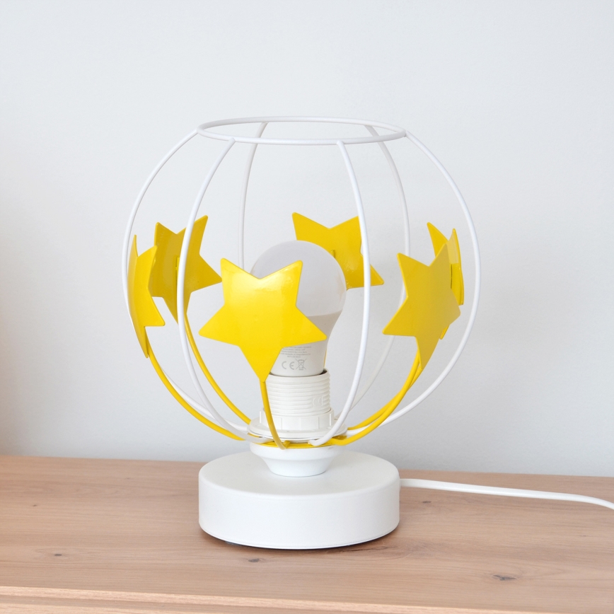 Candeeiro de mesa para crianças STARS 1xE27/15W/230V amarelo/branco